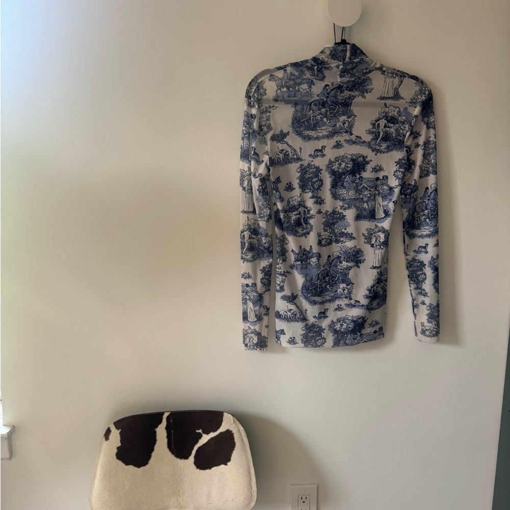 Rachel Antonoff Lillian Mesh Turtleneck in Toile Manhunt, S - Picture 4 of 6